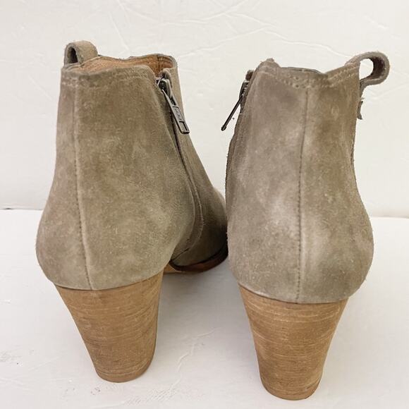 Madewell Billie Beige Suede Block Heel Ankle Boots Size 9.5 - Picture 5 of 8